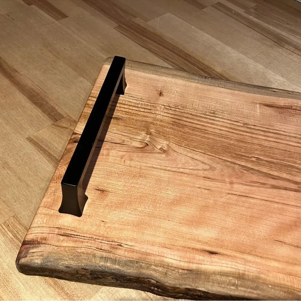 Tray/ charcuterie board combo, cherry wood, 8 1/2 x 21 x 2 1/2“ tall, live edge - Picture 3 of 5